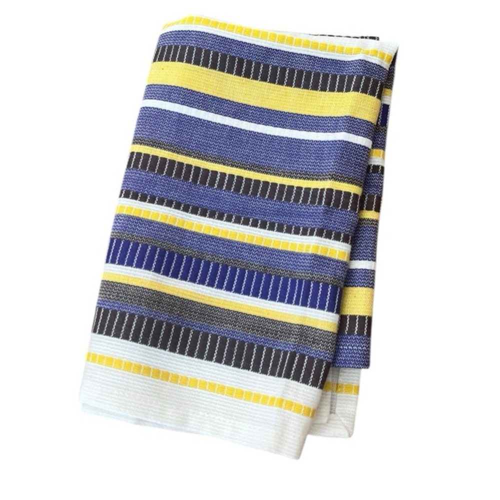 Anthropologie Kitchen Decor Woven Dish‎ Tea Towel Striped Blue Yellow White